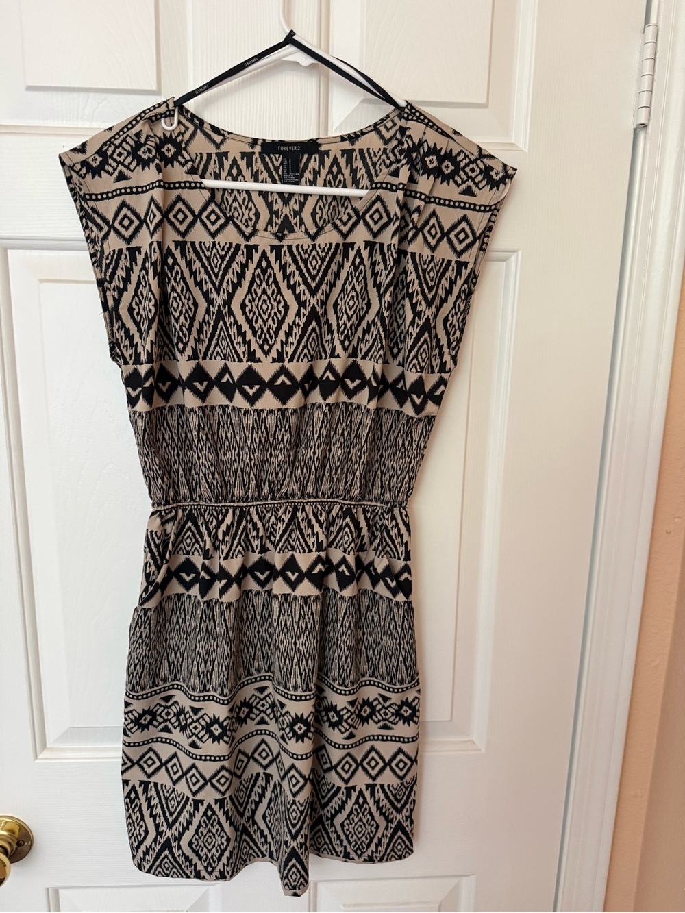 Forever 21 Black and Beige Aztec-Pattern Mini Dress